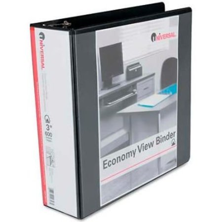 UNIVERSAL Universal® Economy D-Ring Vinyl View Binder, 3" Capacity, Black UNV20747***